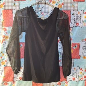 NWOT INC BLACK SHIRT WITH LACE SLEEVES
